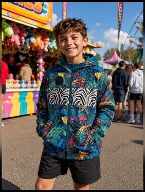 Adidas x Disney Lion King Windbreaker Jacket Kids Medium M 152 Hooded NWT Jungle